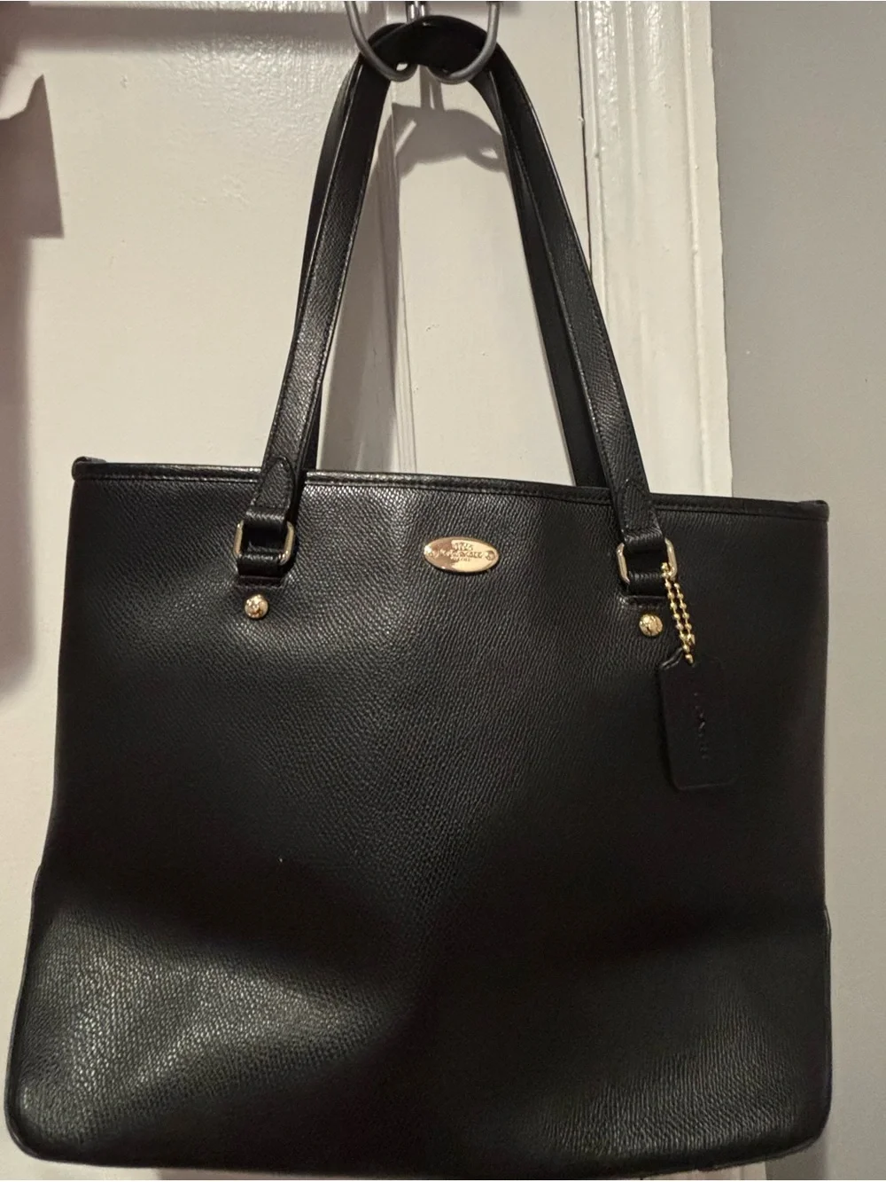 Coach Black Pebbled Leather Double-Handle Tote with Gold Hardware NWOT